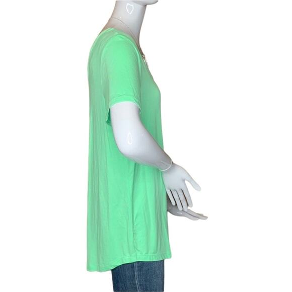 JM Collection NWT Low cross laced back Top Short Sleeve Size M Pistachio Green - Picture 2 of 12